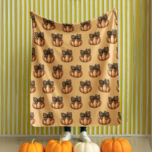 Couverture Polaire Orange Coquette Automne Halloween Leopart Citrouil