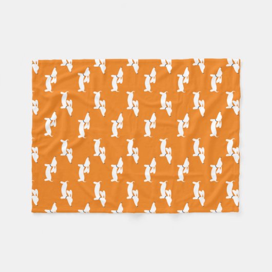 Couverture Polaire Orange Dancing Dachshunds Fleece Blanket Design (Devant (Horizontal))