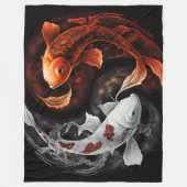 Couverture Polaire Orange Et Blanc Lucky Koi Poisson Japon Art (Devant)