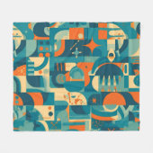 Couverture Polaire Orange et sarcelle abstrait géométrique (Devant (Horizontal))