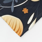 Couverture Polaire Orange Floral Boho Autumn Fall Black (Coin)