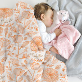 Couverture Polaire Orange Floral Modèle personnalisé Nom de la flotte