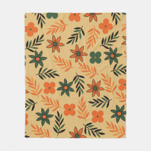 Couverture Polaire Orange Green Tropical Floral Botanique Été