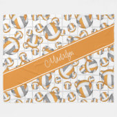 Couverture Polaire Orange gris girly volleyballs motif net accent (Devant (Horizontal))