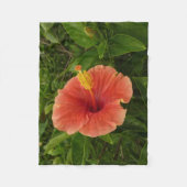Couverture Polaire Orange Hibiscus Fleur Tropical Floral (Devant)