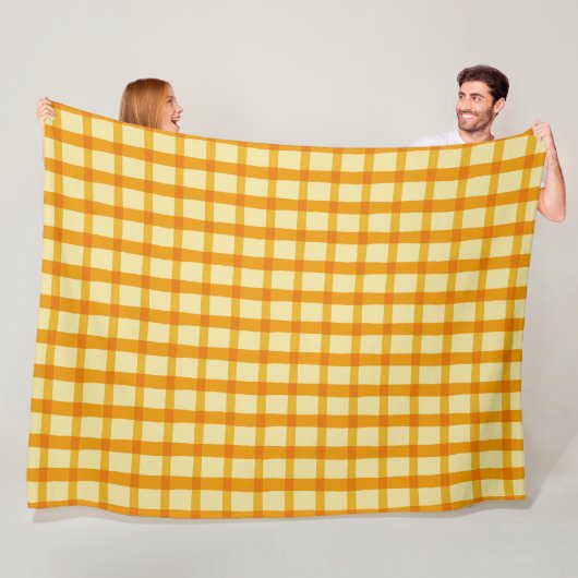 Couverture Polaire Orange jaune En vichy (En situation)
