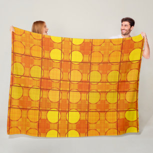 COUVERTURE POLAIRE ORANGE JAUNE MOTIF PLAID AUTOMNE
