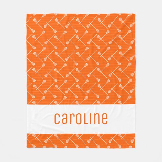 Couverture Polaire Orange Lacrosse Bâtons Blancs Motif (Devant)