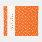 Couverture Polaire Orange Lacrosse Bâtons Blancs Motif (Devant (Horizontal))