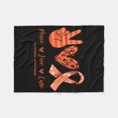 Couverture Polaire Orange Leopard Peace Love Cure Leukemia Sensibilis (Devant (Horizontal))