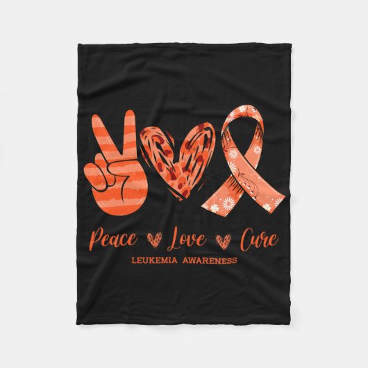 Couverture Polaire Orange Leopard Peace Love Cure Leukemia Sensibilis (Devant)