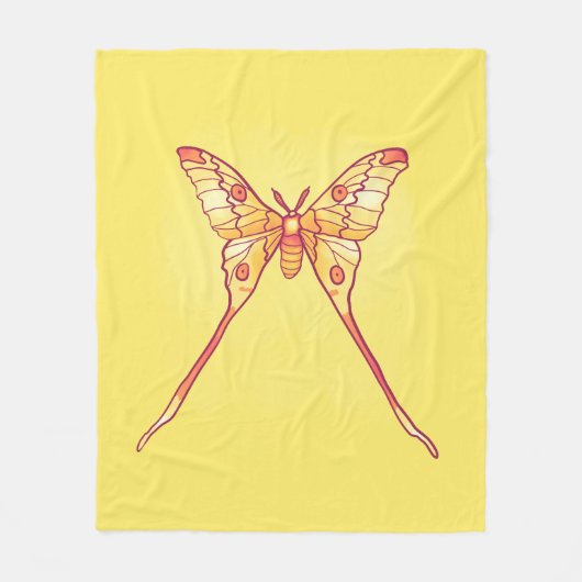 Couverture Polaire Orange Luna Moth Art - Insecte colorée (Devant)