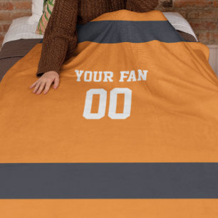 Couverture Polaire Orange, marine et blanc du football personnalisés