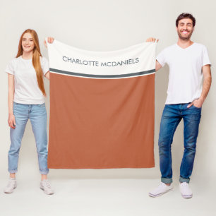 Couverture Polaire Orange moderne Nom personnalisé simple