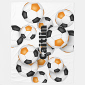 Couverture Polaire orange noir boules de football filles garçons (Devant)