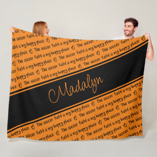 Couverture Polaire orange noir Le terrain de football est mon endroit