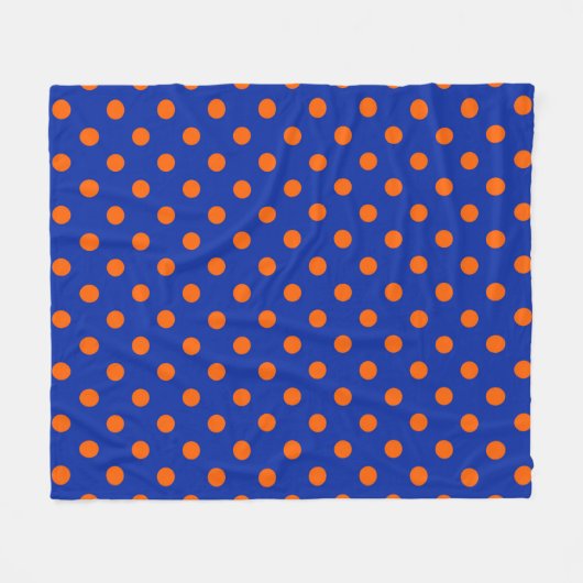 Couverture Polaire Orange On Blue Polka Dots Pattern Design  (Devant (Horizontal))