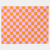 Couverture Polaire Orange + Pink Check À damiers Motif de tableau de  (Devant (Horizontal))
