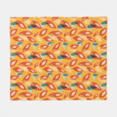Couverture Polaire Orange Retro Moderne Feuilles géométriques les ann (Devant (Horizontal))