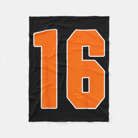Couverture Polaire Orange Sports Number 16 Jersey Uniform Player Fan  (Devant)