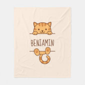 Couverture Polaire Orange Tabby Cat Pékin derrière Nom Personnalisé (Devant)