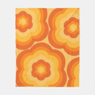 Couverture Polaire Orange Tropical Floral Botanique Printemps Été