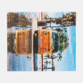 Couverture Polaire Orange van avec surf sur le dessus (Devant (Horizontal))