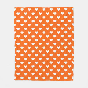 Couverture Polaire Orange White Love Heart Motif Design