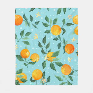 Couverture Polaire Oranges, fleurs : textile sans couture motif.