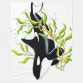 Couverture Polaire Orca baleine dans Kelp Forest encre art (Devant)