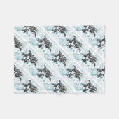 Couverture Polaire Orca baleines bleu antique (Devant (Horizontal))