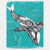 Couverture Polaire Orca tribale broyée Turquoise (Devant)
