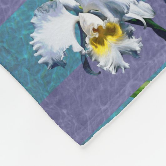Couverture Polaire Orchidée blanche de Cymbidium (Coin)