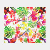 Couverture Polaire Orchidée Et Oiseaux À Fleurs Tropicales Élégantes (Devant (Horizontal))
