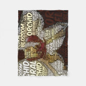 Couverture Polaire Orchidée Florale Blossom Mot Nuage sur Bourgogne (Devant)