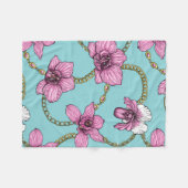 Couverture Polaire Orchidées et chaînes, roses et bleues (Devant (Horizontal))