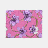 Couverture Polaire Orchidées et chaînes, violet et rose (Devant (Horizontal))