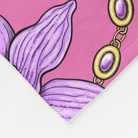 Couverture Polaire Orchidées et chaînes, violet et rose (Coin)