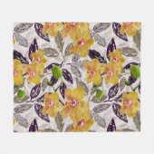 Couverture Polaire Orchidées jaunes oranges. (Devant (Horizontal))