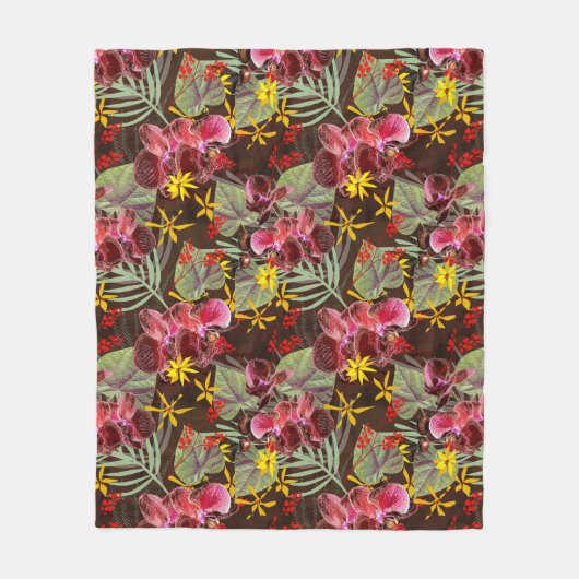 Couverture Polaire Orchidées rouges. (Devant)