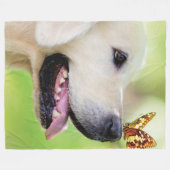 Couverture Polaire Oreiller À Lancer Du Labrador Et Du Papillon (Devant (Horizontal))