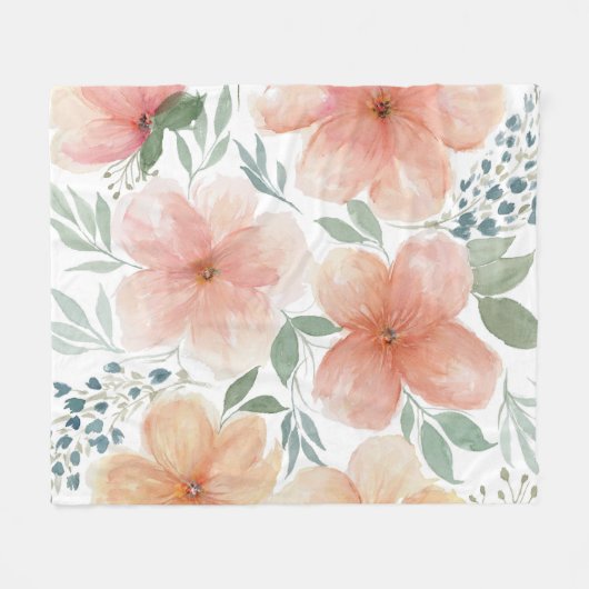 Couverture Polaire Oreillers à fleurs de pêche (Devant (Horizontal))