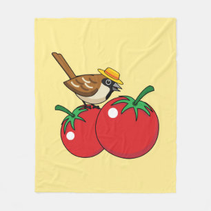 Couverture Polaire Organic lover Sparrow Eating Red Tomato
