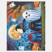 Couverture Polaire Oriental Blue Cats Citrouille Halloween Drôle (Devant)