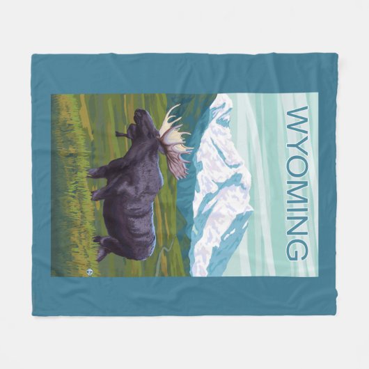 Couverture Polaire Orignaux avec MountainWyoming (Devant (Horizontal))