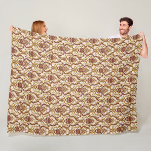Couverture Polaire Ornement baroque en ivoire avec or et bordeaux