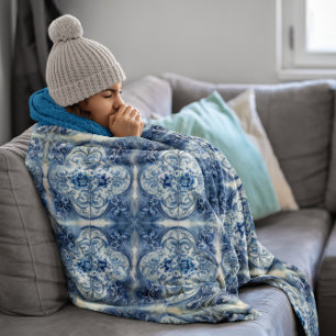 Couverture Polaire Ornement floral élégant vintage Delft hollandais