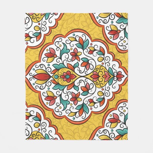 Couverture Polaire Ornement floral : Motifs indiens turcs. (Devant)