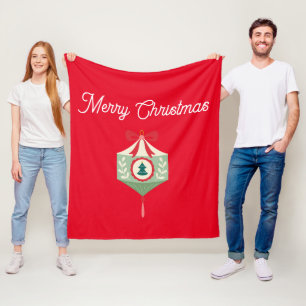 Couverture Polaire Ornement traditionnel Noël vert et rouge