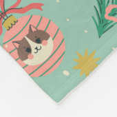 Couverture Polaire Ornements de chats sur Motif d'arbre (Coin)